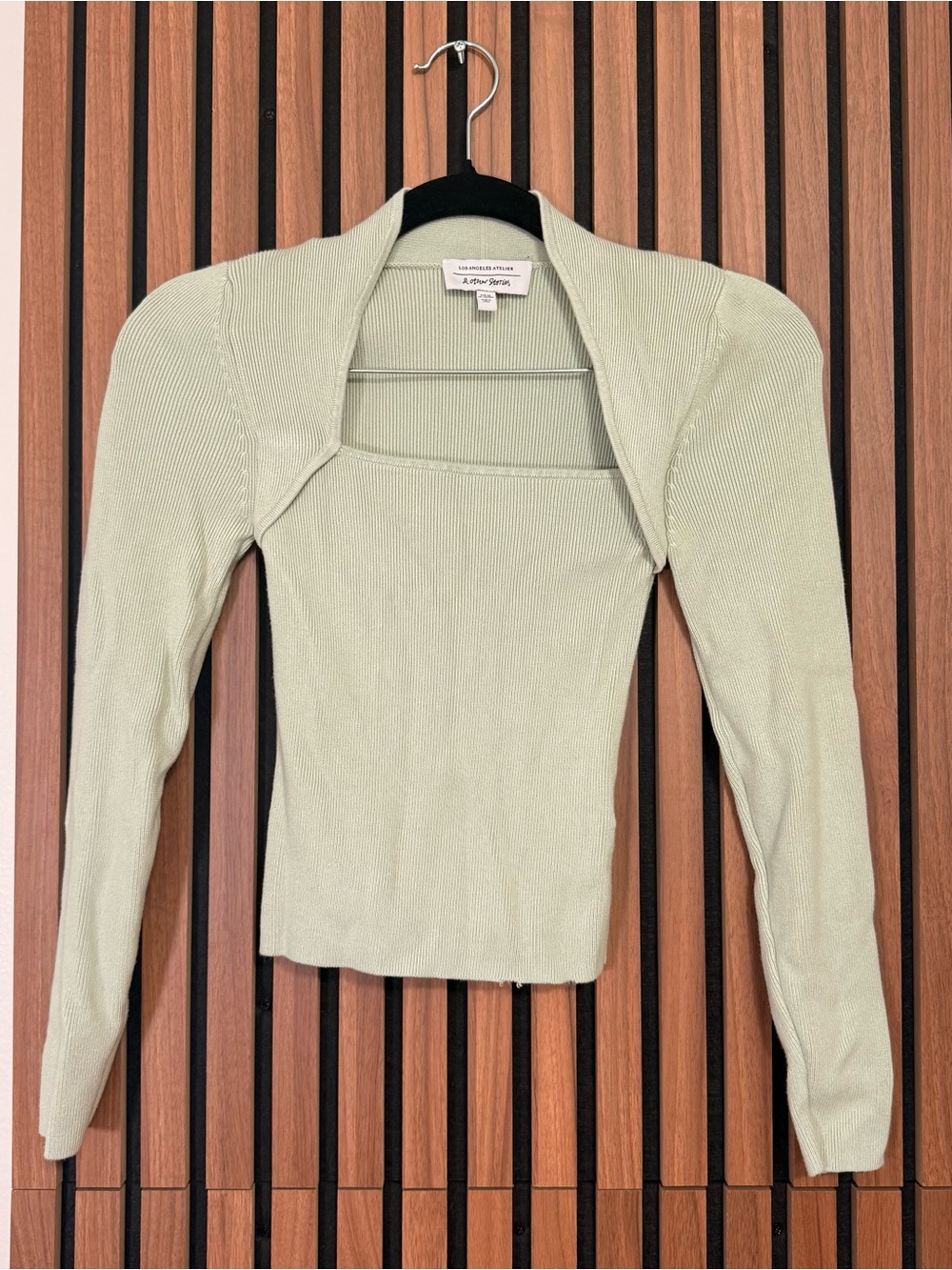 & Other Stories light green ribbed knit bolero cardigan in XS